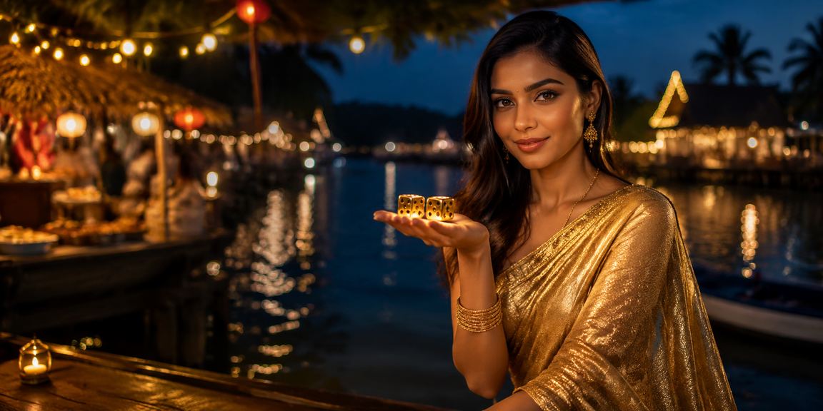 সেন্ট মার্টিনে শাড়ি পরা নারী ডাইস গেম উপভোগ করছেন